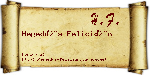 Hegedűs Felicián névjegykártya